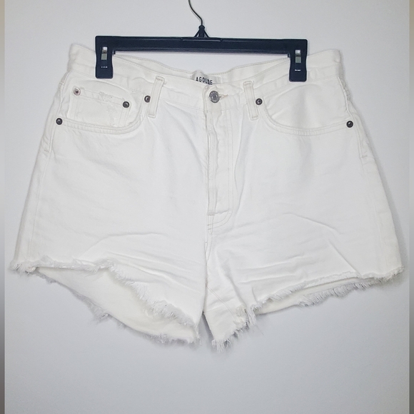 AGOLDE Size 28 White Jean Cotton Distressed Shorts